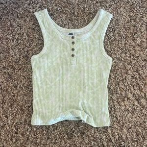 Green and white tank top worn but good condition